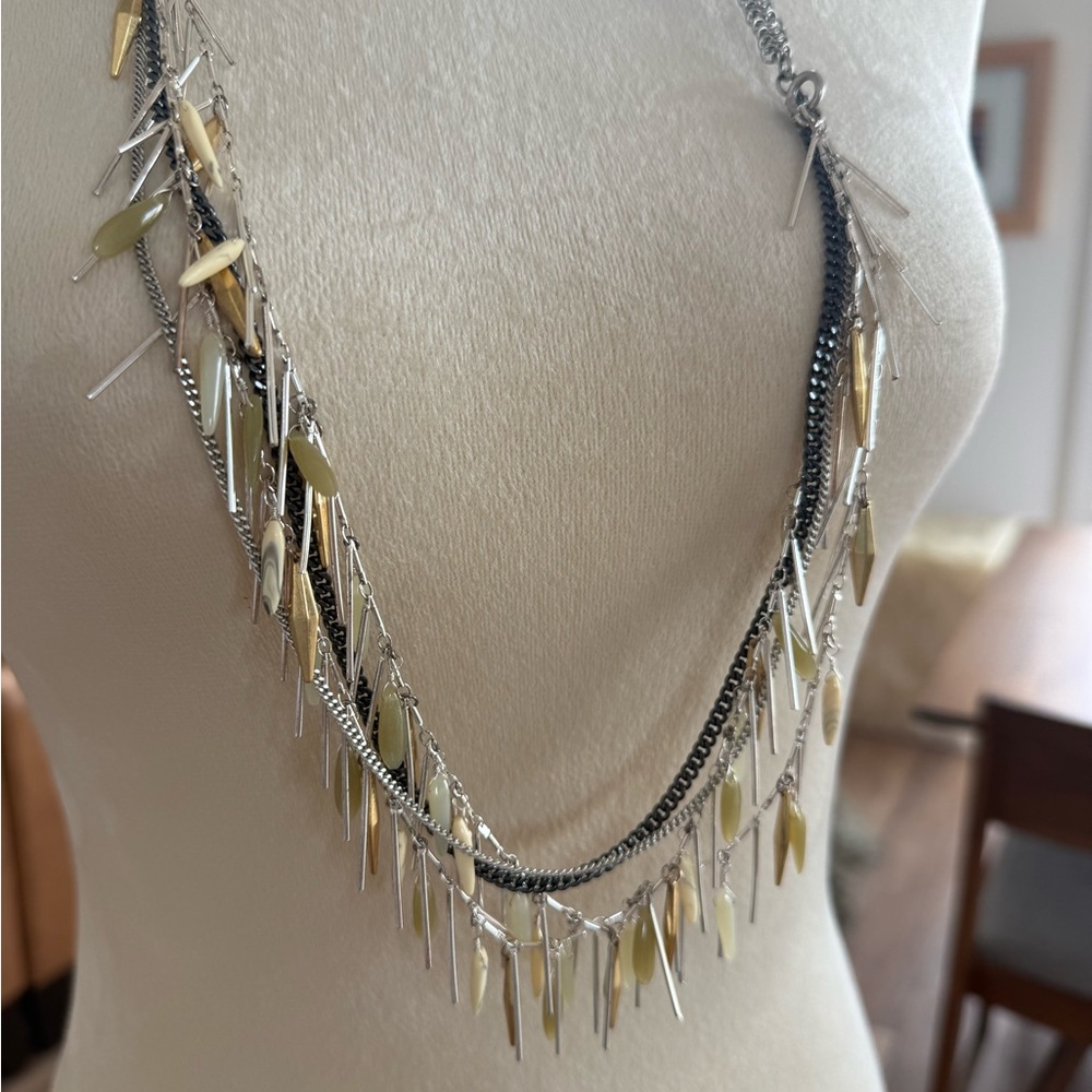 Stella & Dot Elegant Gold and Silver Layered Necklace - Picture 2 of 6